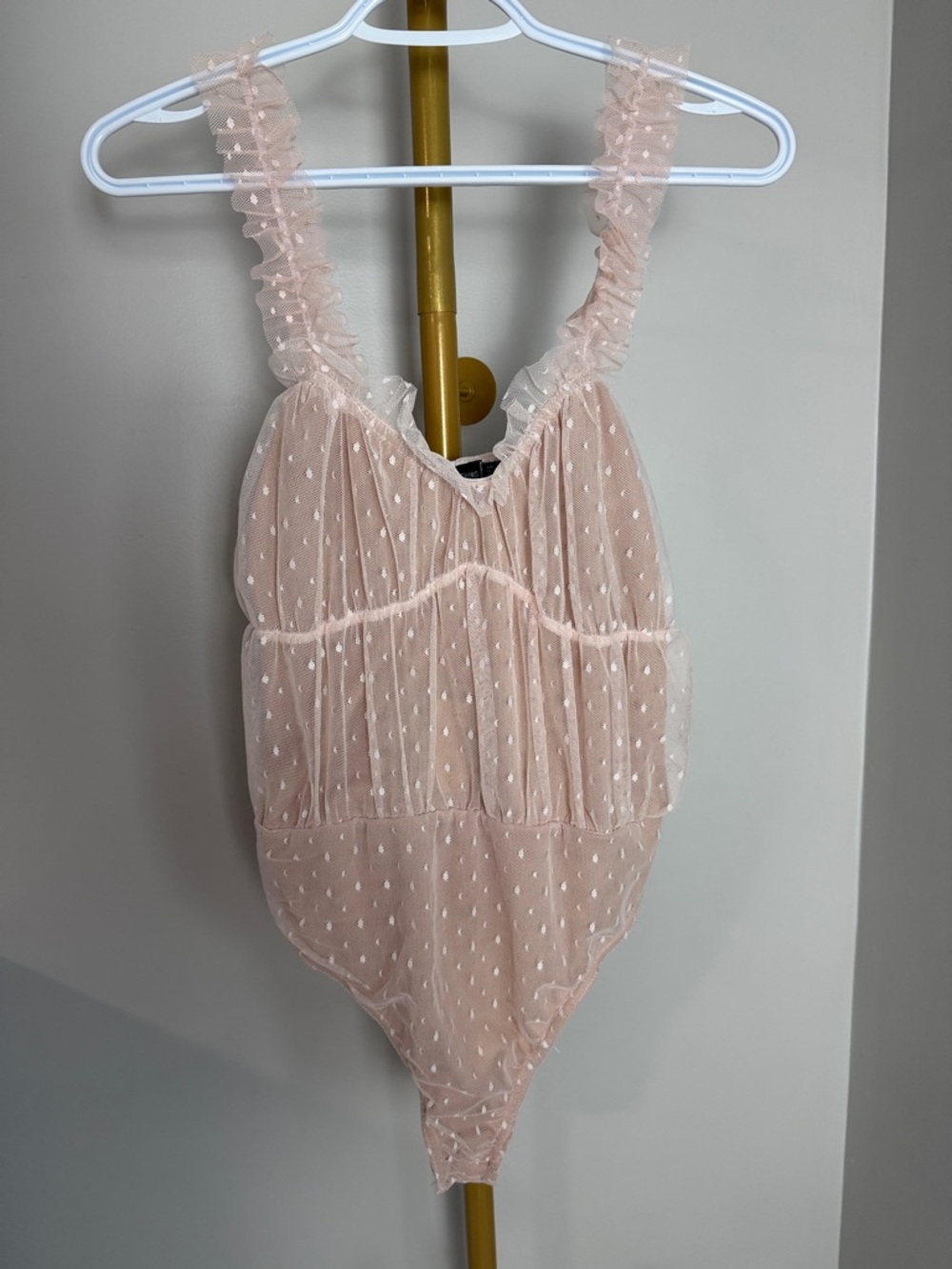NWT - DOBBY MESH FRILL BODYSUIT